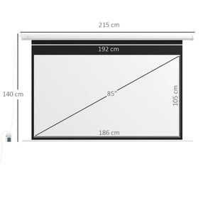 Telo Proiettore 84” 16:9 Motorizzato 215x8x140 cm con Telecomando Bianco