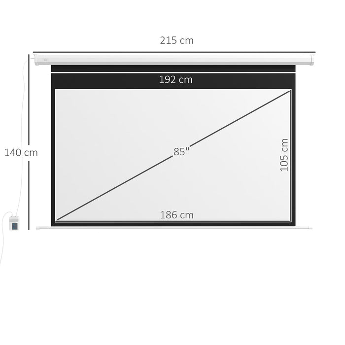 Telo Proiettore 84” 16:9 Motorizzato 215x8x140 cm con Telecomando Bianco