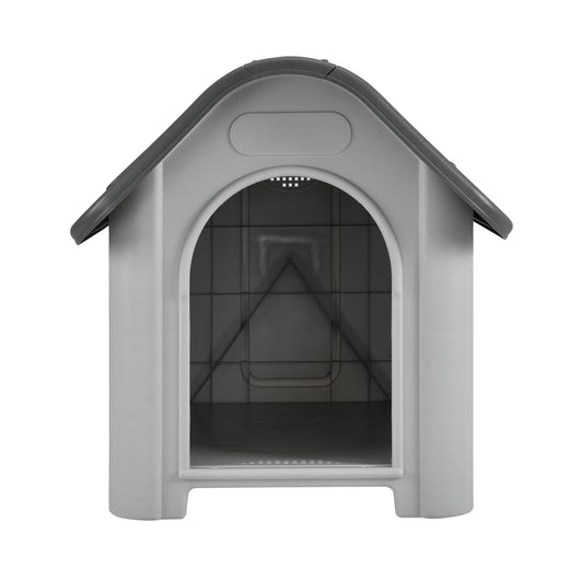 [en.casa] Canile in Plastica 87 x 72 x 75,5 cm Cuccia Casetta per Cani Esterno PVC Grigio / Nero