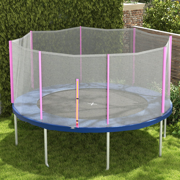 Rete di Protezione per Trampolini a 6 Pali con Ingresso con Cerniera Ø366x180 cm in PE Nero e Rosa