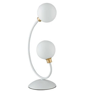 Lampada da tavolo AIDA in metallo bianco e oro con diffusore in vetro