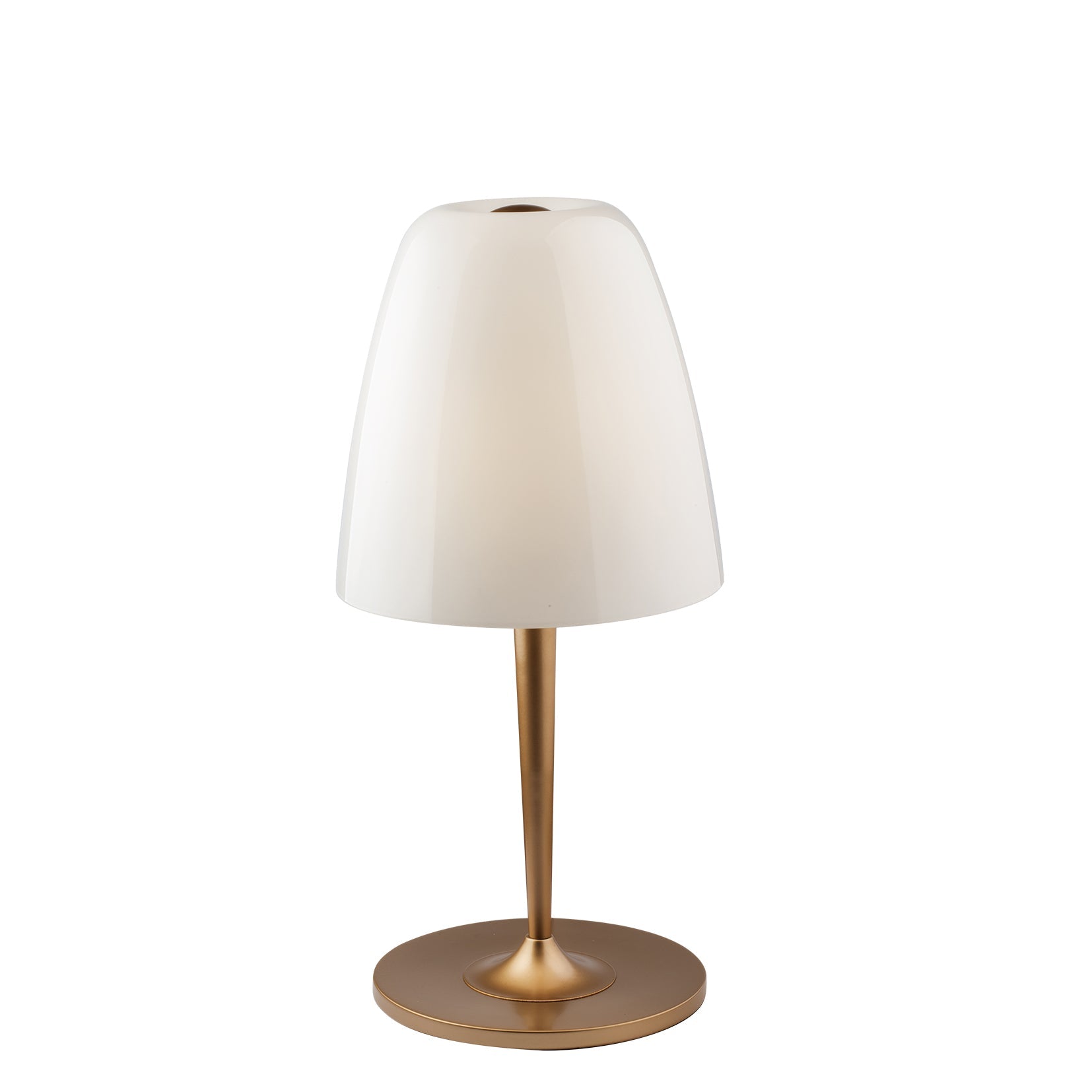 Lampada da tavolo ARES in metallo oro e diffusore in vetro bianco 56x28 cm.