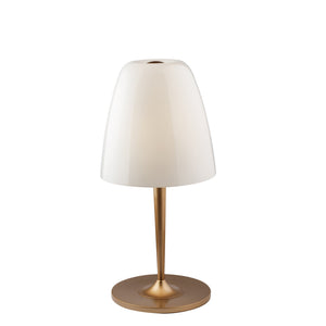 Lampada da tavolo ARES in metallo oro e diffusore in vetro bianco 56x28 cm.