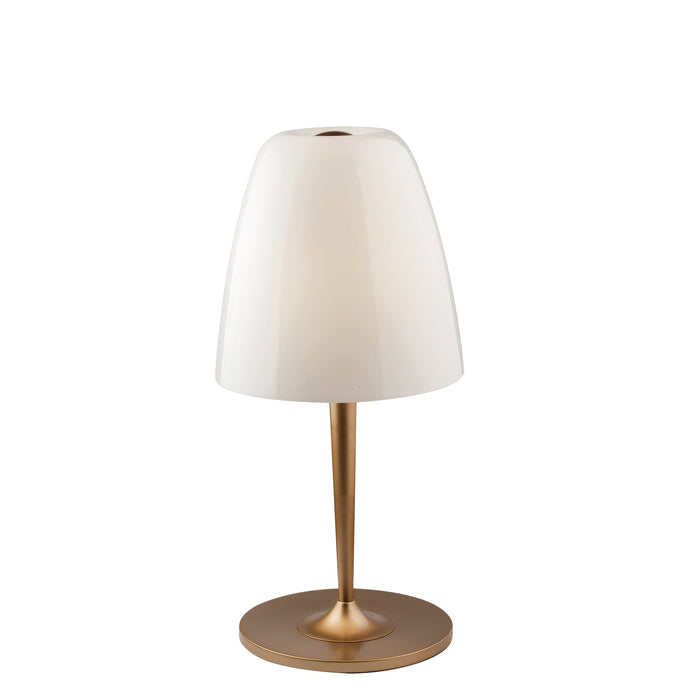 Lampada da tavolo ARES in metallo oro e diffusore in vetro bianco 56x28 cm.