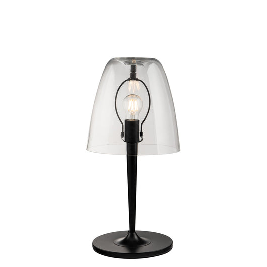 Lampada da tavolo ARES in metallo nero e diffusore vetro trasparente 56 cm.