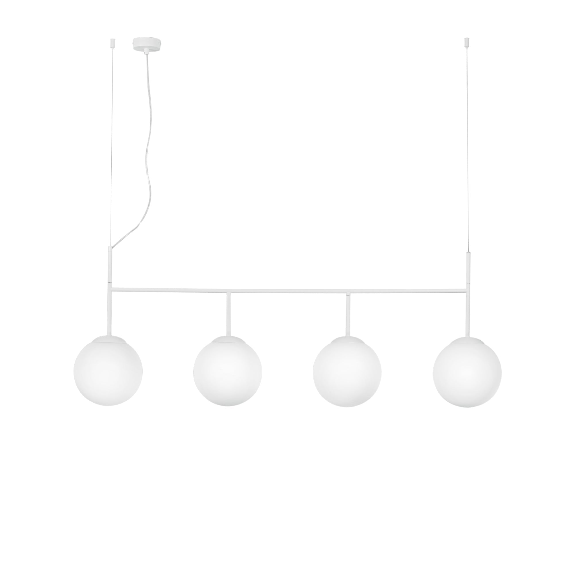Sospensione lineare BALY a quattro luci in metallo bianco