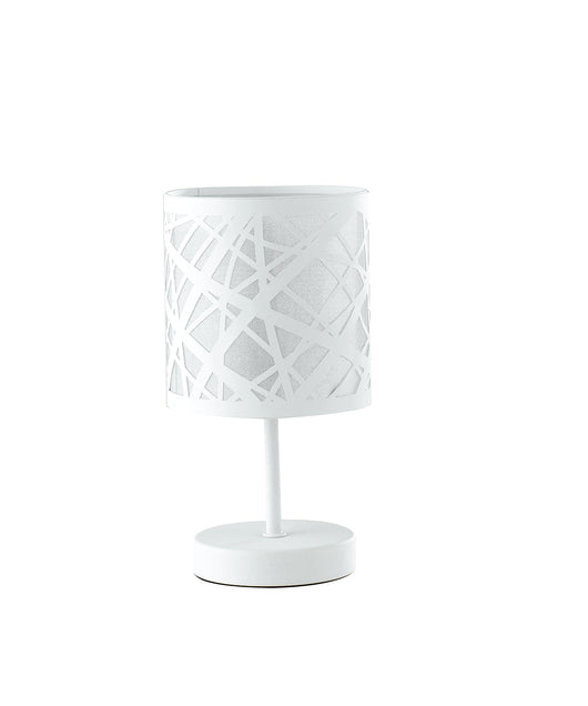 Lampada da tavolo BATIK in acciaio bianco con decori a taglio laser