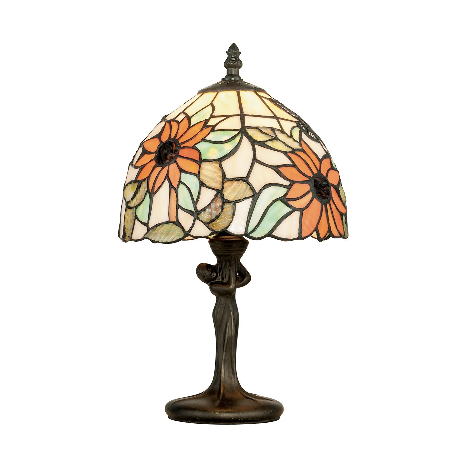 Lampada da tavolo DAFNE in metallo con vetro Tiffany 34 cm.