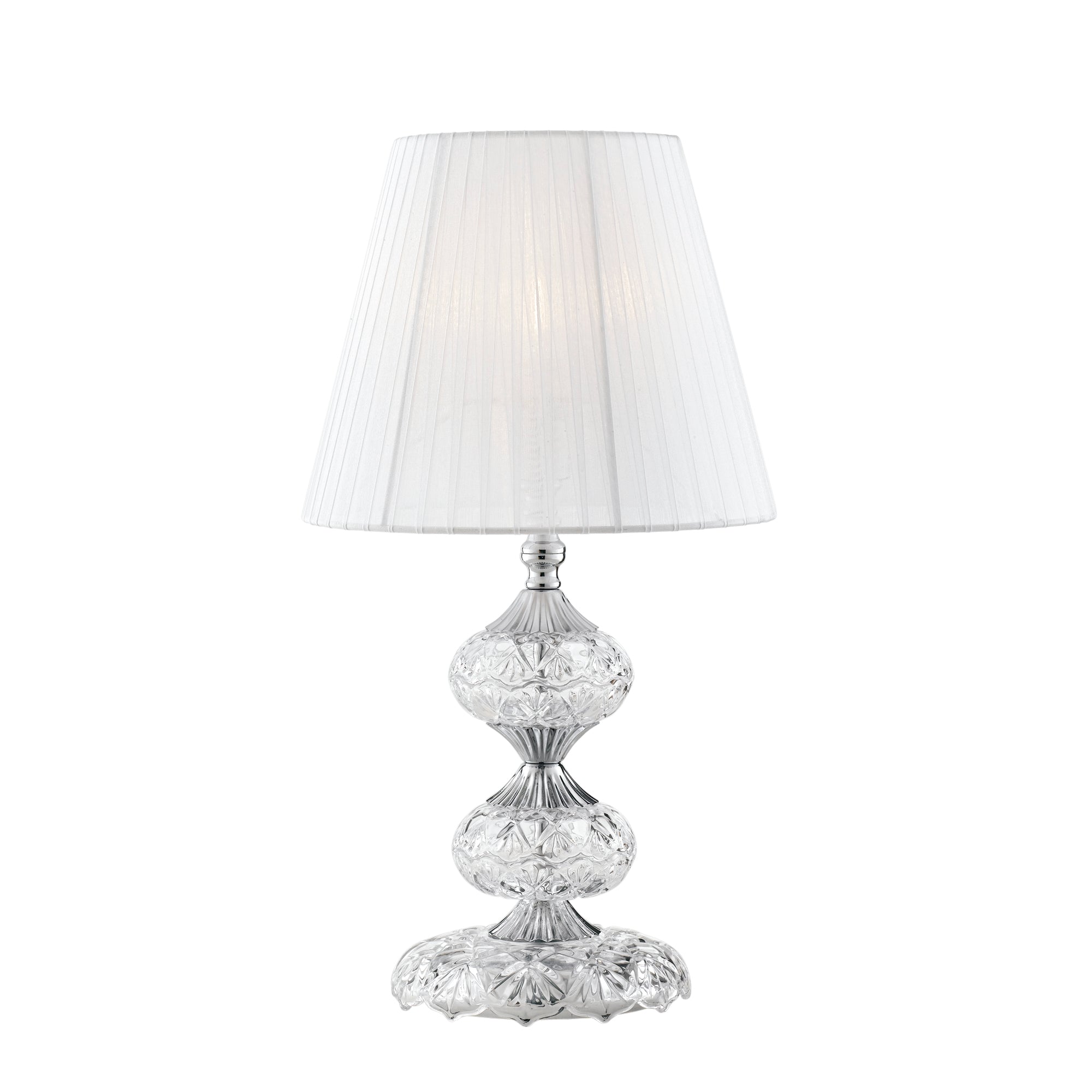 Lampada da tavolo INCANTO in vetro con dettagli cromati e cristalli 46 cm.