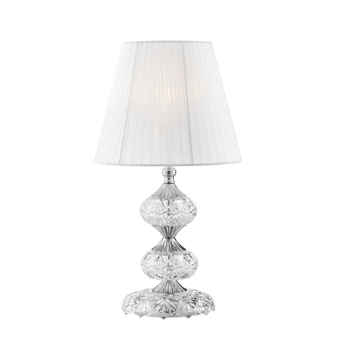 Lampada da tavolo INCANTO in vetro con dettagli cromati e cristalli 46 cm.