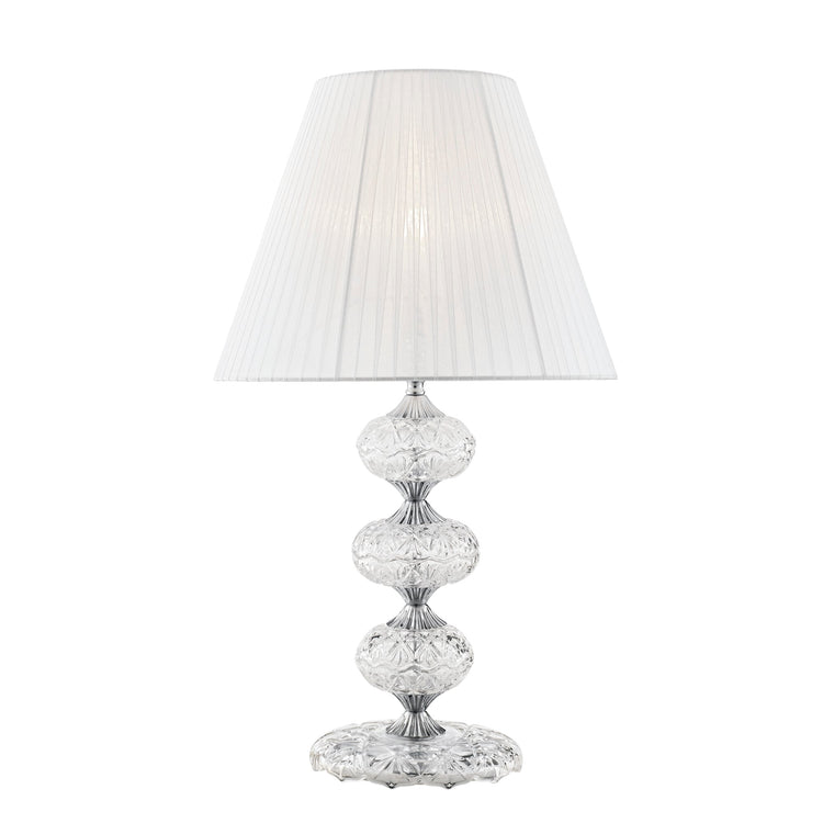 Lampada da tavolo INCANTO in vetro con dettagli cromati e cristalli 68 cm.