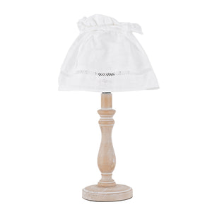 Lampada da tavolo LULLABY in legno con paralume in cotone