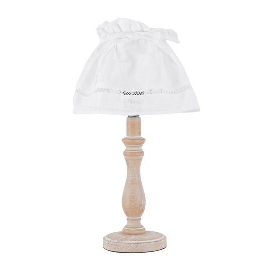 Lampada da tavolo LULLABY in legno con paralume in cotone