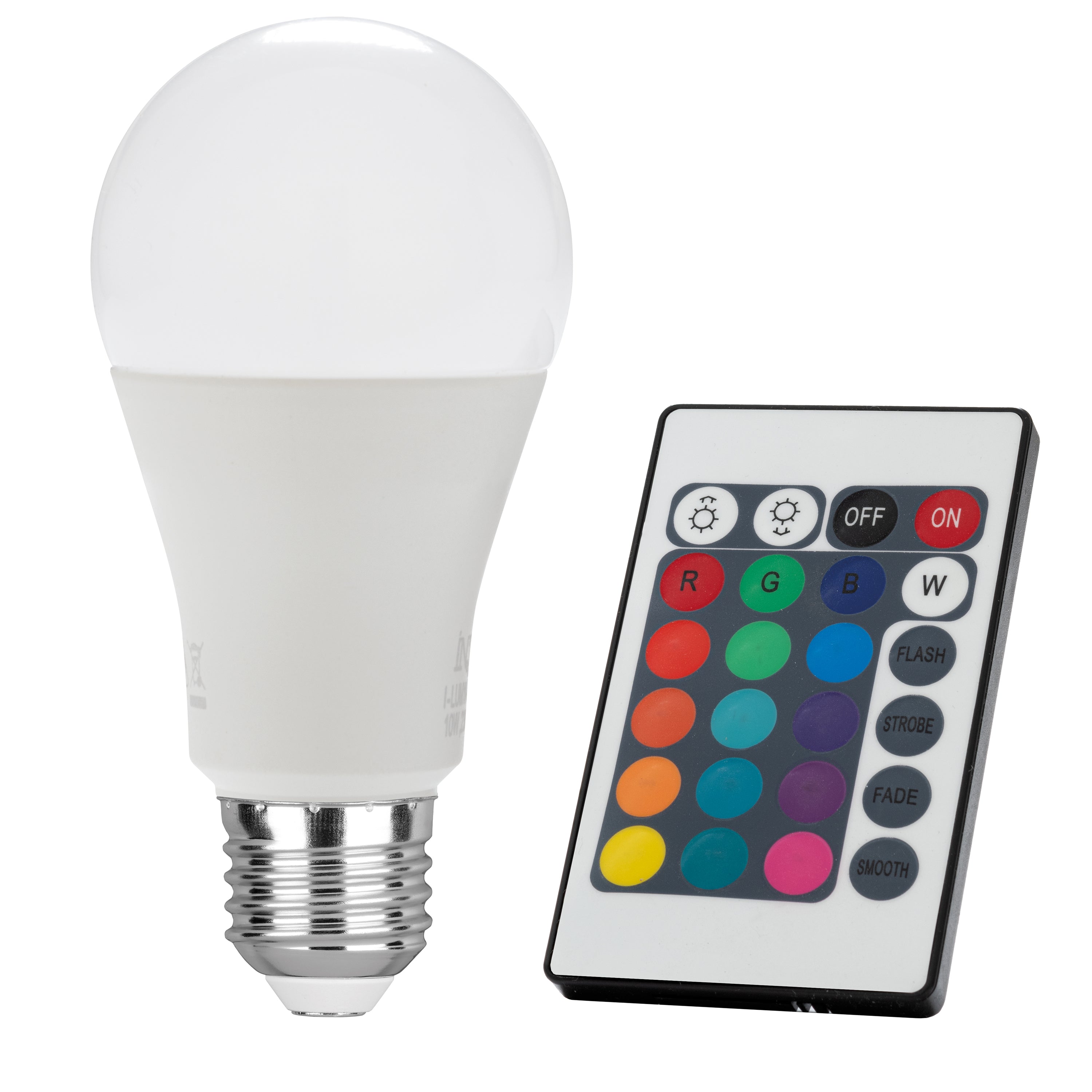 Lampadina LED E27 RGBW con telecomando incluso 10W