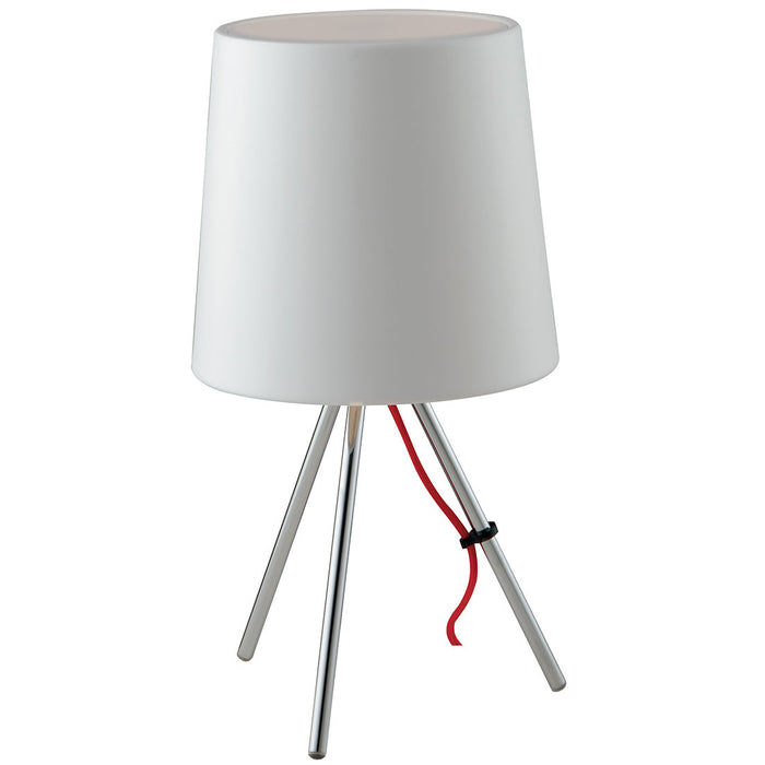 Lampada da tavolo MARLEY in metallo argento con paralume in alluminio bianco