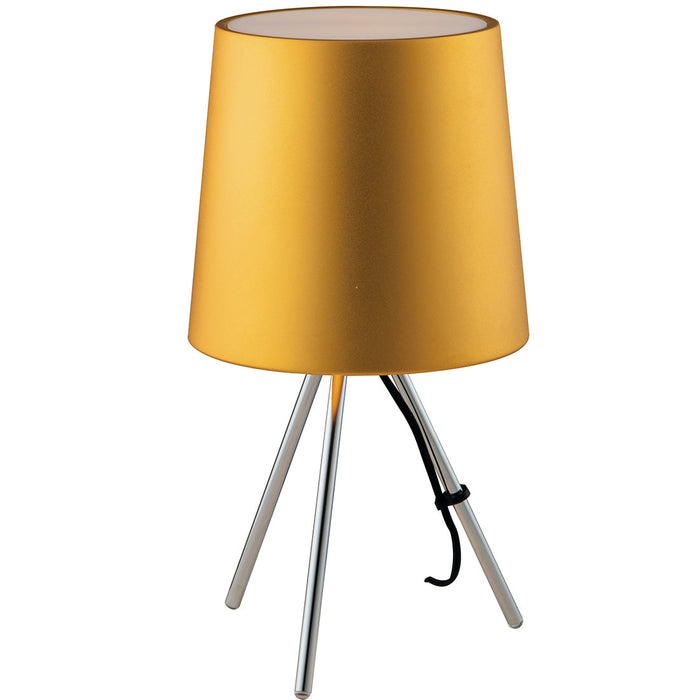 Lampada da tavolo MARLEY in metallo argento con paralume in alluminio oro