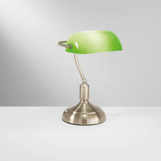 Lampada da tavolo MARSHALL in metallo bronzo con diffusore in vetro verde