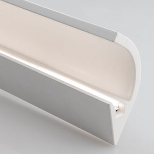 Profilo PROFY bianco in gesso verniciabile verniciabile con anima in alluminio e diffusori in pc luce per a singola emissione