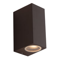 Applique da esterno QUBO in alluminio bronzo con luce biemissione IP54