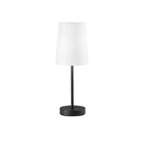 Lampada da tavolo SALLY in metallo nero con paralume in tessuto bianco