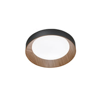 Plafoniera LED ARKA in metallo nero e cornice effetto legno 24W con interruttore CCT 40 cm. 