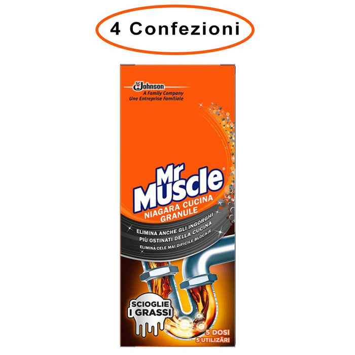 Mr muscle niagara disgorgante granulare per cucina 4 confezioni da 250 gr