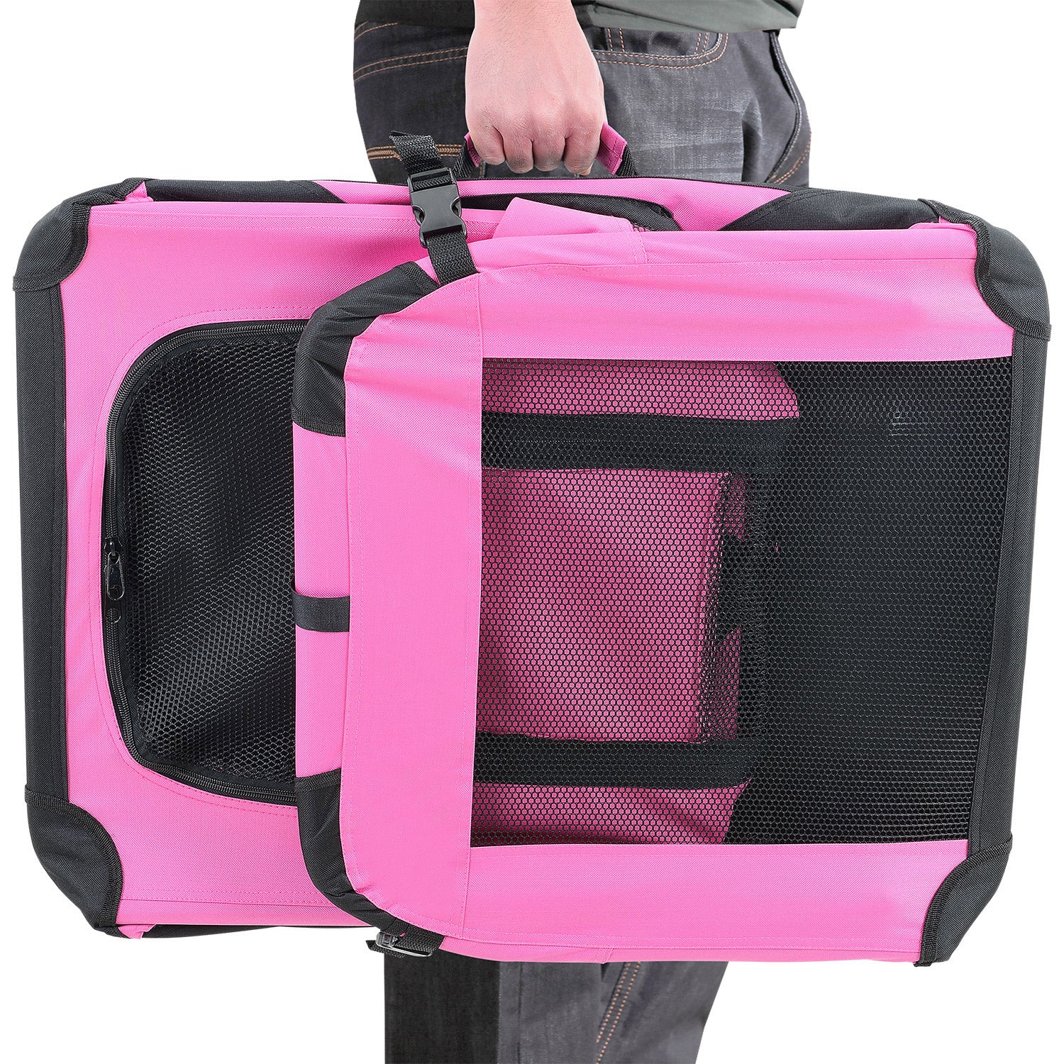 Borsa di Trasporto Pieghevole per Cani e Gatti Cuccia Small - Rosa pro.tec