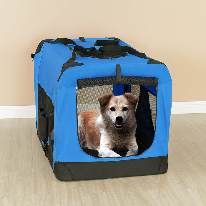 Borsa di Trasporto Pieghevole per Cani e Gatti Cuccia Medium - Blu reale pro.tec