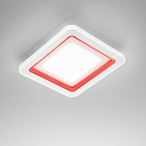 Plafoniera LED DYGITAL quadrata in metallo bainco dimmerabile CCT e RGB con telecomando incluso 50 cm.