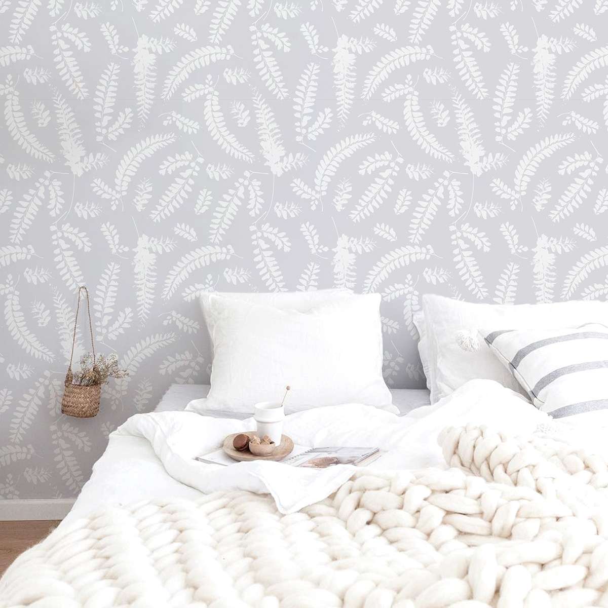 Carta da parati adesiva Foliage in vinile grigio cenere- 1 rotolo 50x300 cm-Decochic