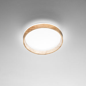 Plafoniera LED MADERA in metallo effetto legno 22W con interruttore CCT 40 cm.