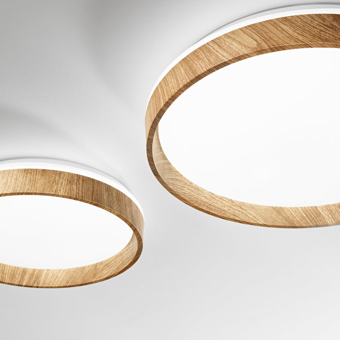 Plafoniera LED MADERA in metallo effetto legno 22W con interruttore CCT 40 cm.