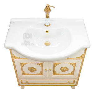 Mobile bagno barocco in oro foglia e swarovski - 85 cm