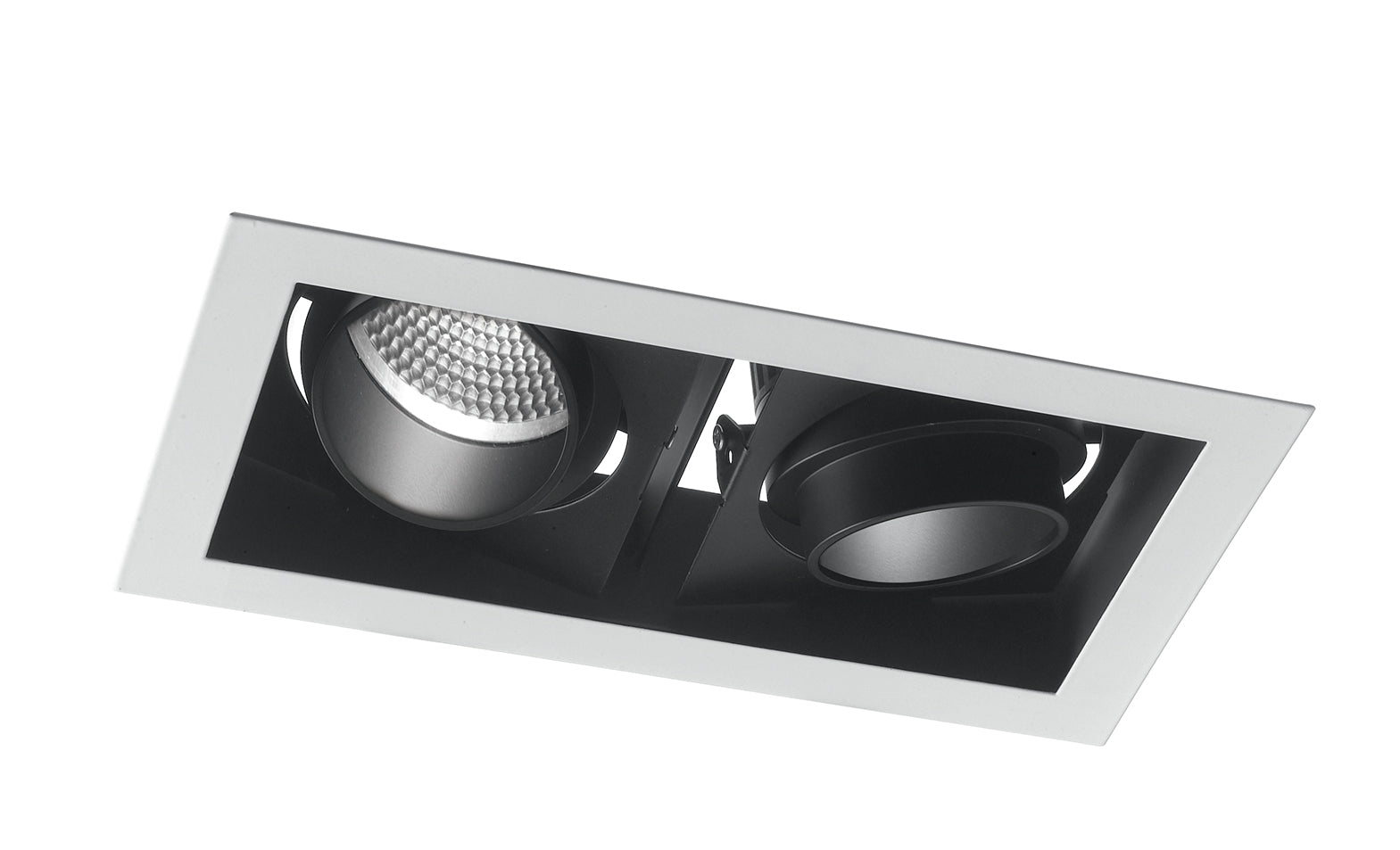 Incasso LED APOLLO antiriflesso nero con luce orientabile 2x45W luce calda