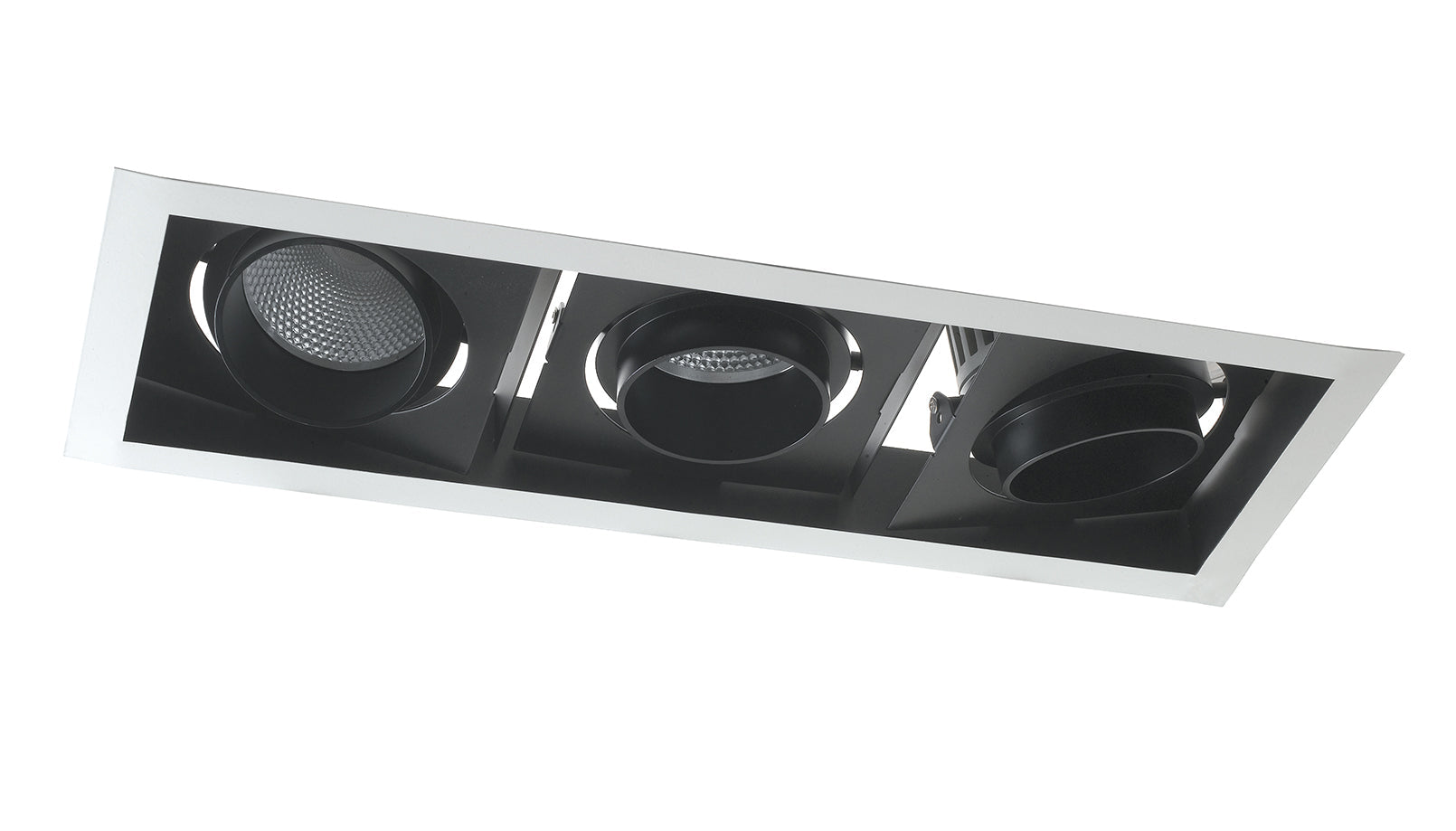 Incasso LED APOLLO antiriflesso nero con luce orientabile 3x10W luce calda