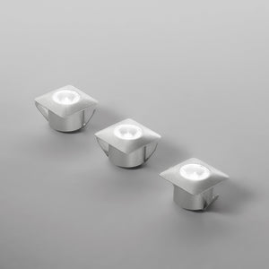 Kit 3 incassi LED ASSO 1W quadrati in alluminio argentato con accessori