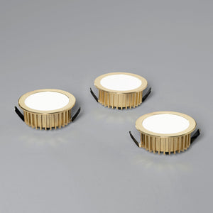 Kit 3 incassi LED FUSION in alluminio oro con driver integrato 5W 4000K (luce naturale) 7x3,2 cm.