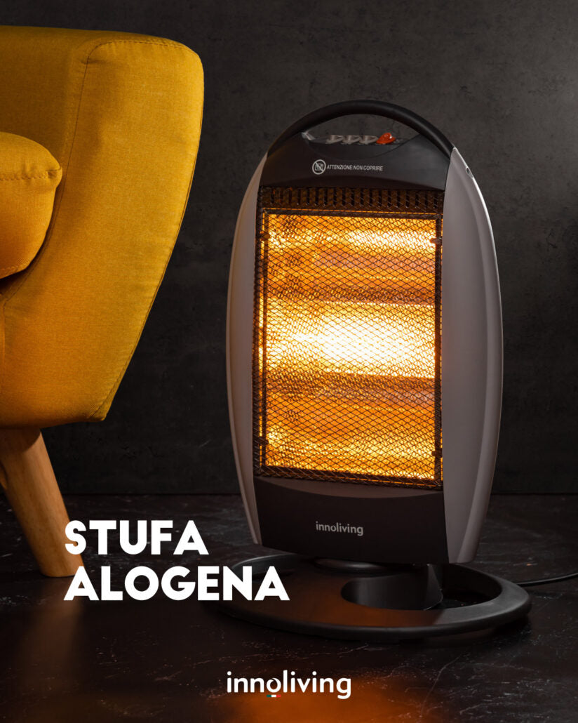 Stufa Alogena da 1200W con 3 Livelli di Potenza INN-577, Design Moderno, e Protezioni di Sicurezza - Riscalda Ogni Stanza con Stile ed Efficienza