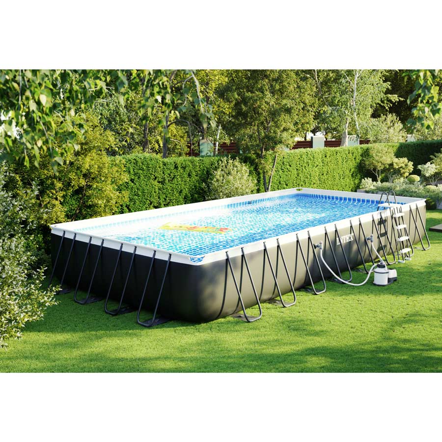 Piscina da giardino 975x488x132 cm con pompa, scaletta e accessori