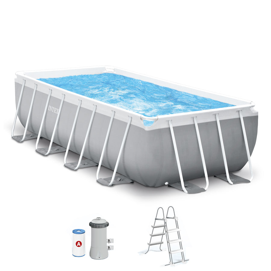 Piscina rettangolare 400x200x100 cm fuori terra con pompa e scaletta