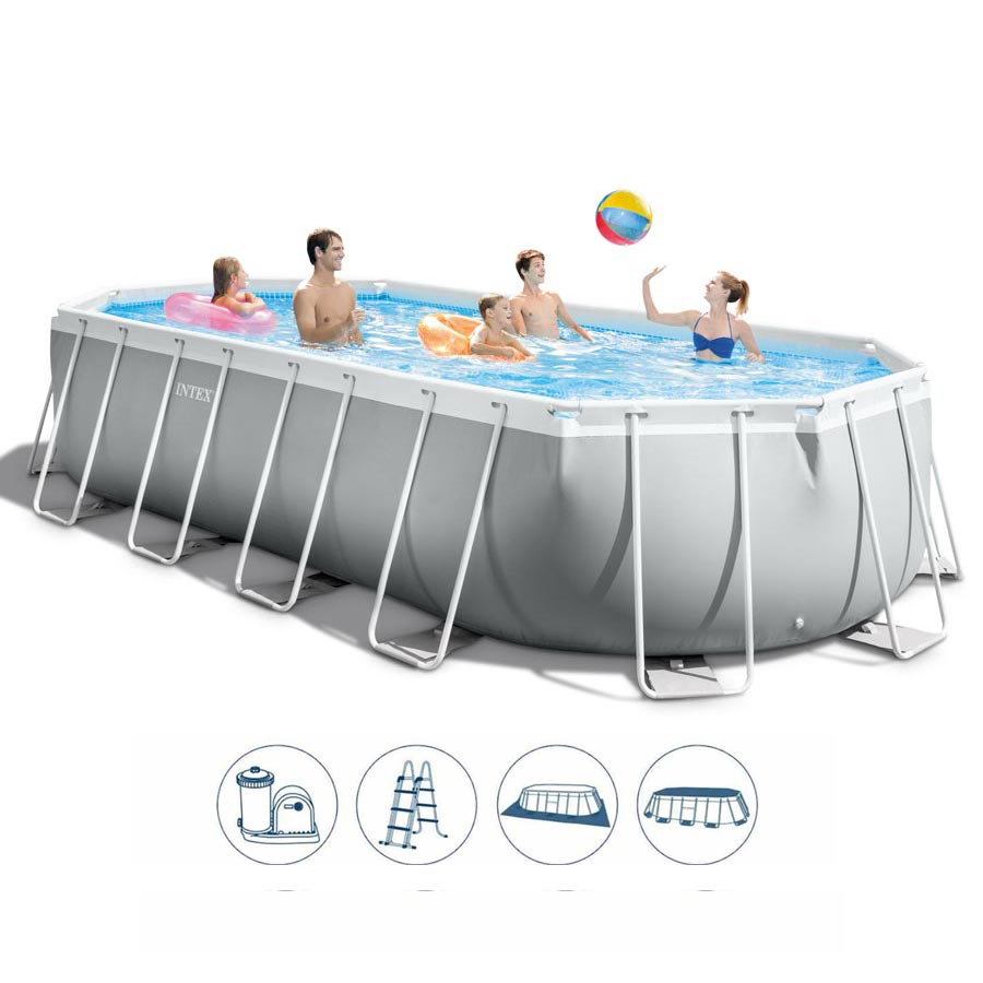 Piscina ovale fuori terra 610x305x122cm con scaletta e pompa Intex 26798