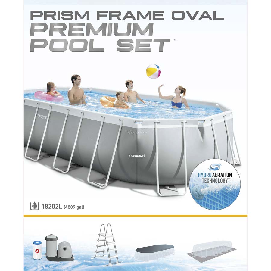 Piscina ovale fuori terra 610x305x122cm con scaletta e pompa Intex 26798