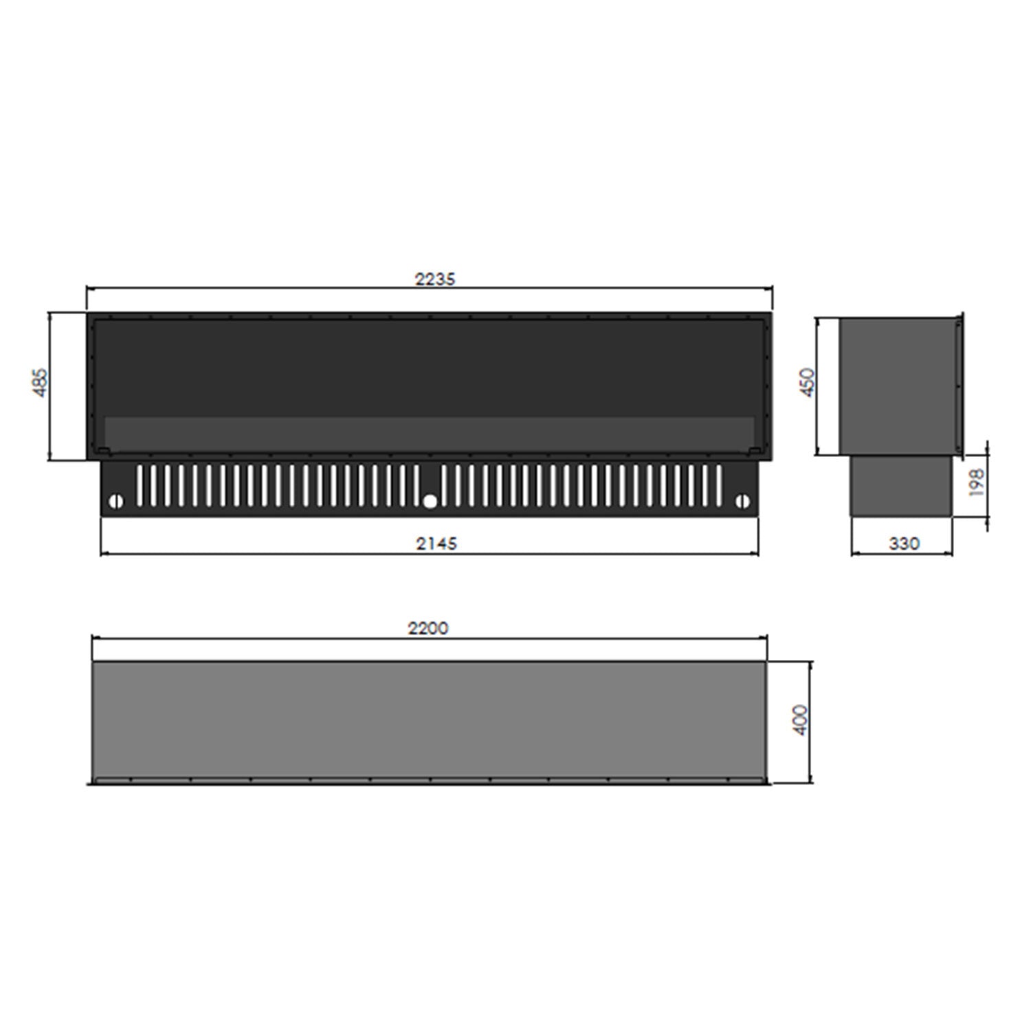 Camino a Vapore Elettrico da Incasso 220x45(64,8)x40 cm Invapo con LED RGB Nero