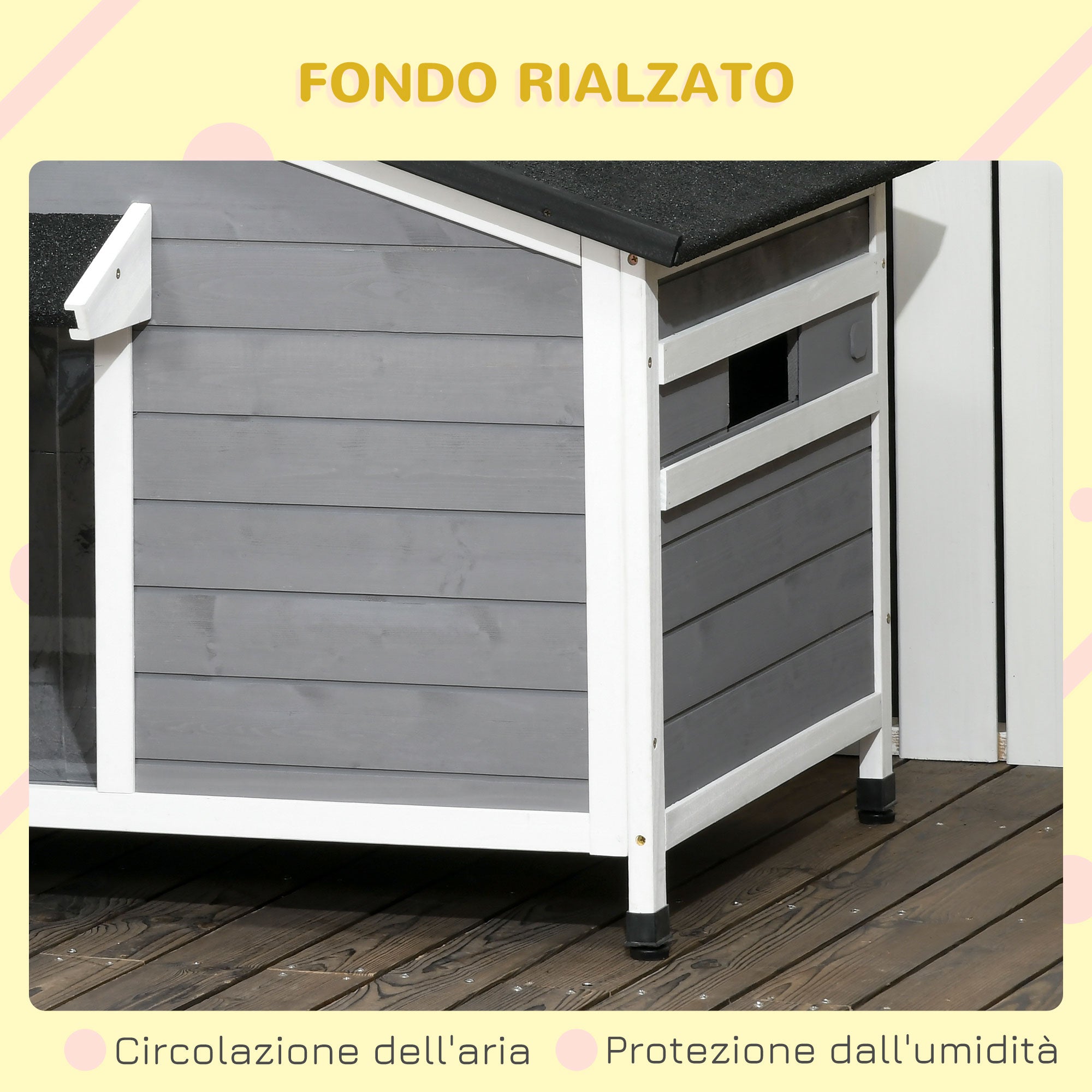 Cuccia Casetta per Cani 109x79x72 cm in Legno Grigio