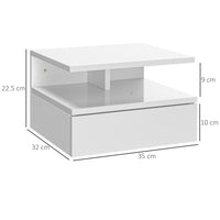 Set 2 Comodini Sospesi 35x32x22,5 cm in Legno  Bianco Lucido