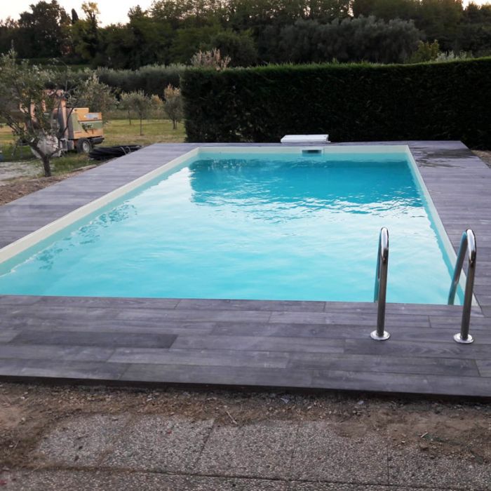 Piscina Interrata In Pannelli D'acciaio Italika Easy Rettangolare 4,00 X 3,00 H1,50 M - Kit Pro Con Membrana Armata 1,50 Mm