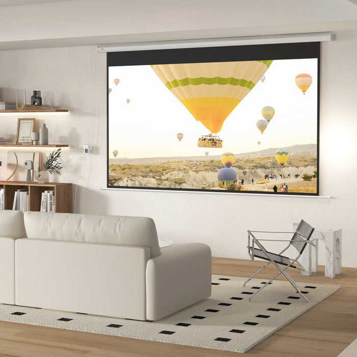 Telo per Proiettore 120" 16:9 Motorizzato con Telecomando Fissaggio a Muro e Soffitto Bianco