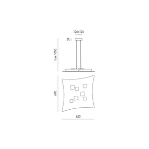 Sospensione Contemporanea Isotta Metallo E Alluminio Bianco 3+7 Luci Gx53