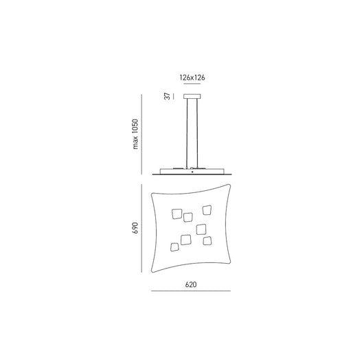 Sospensione Contemporanea Isotta Metallo E Alluminio Bianco 3+7 Luci Gx53