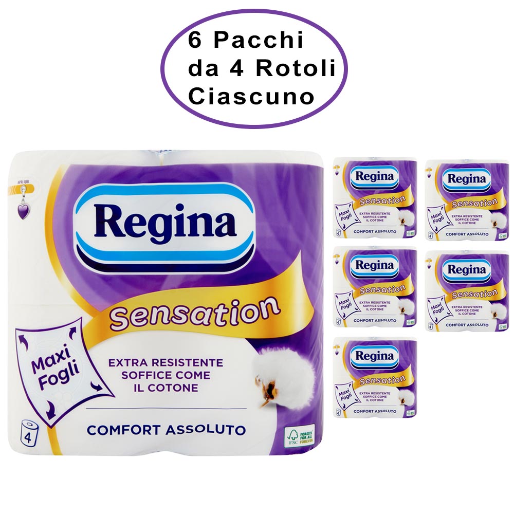 Regina sensation carta igienica 6 confezioni da 4 rotoli ciascuno